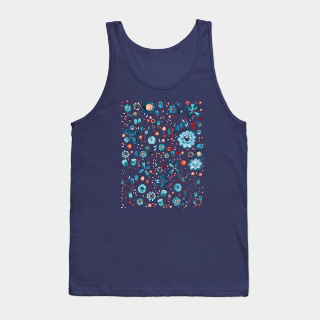 Teal Watercolor Flower Mashup Tank Top by NicSquirrell